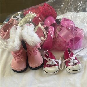 Pink and White Kids Toy Shoes Set-fits American Girl Dolls